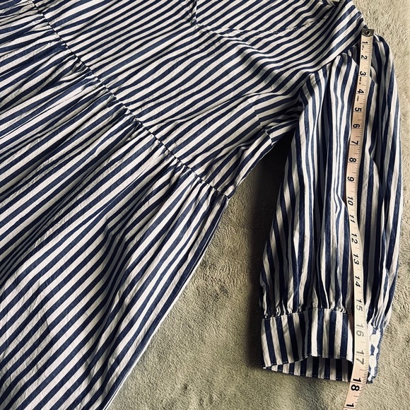 Tuckernuck Pomander Place Lizzie Oxford Stripe Puff Sleeve Babydoll Dress Large - Picture 13 of 14